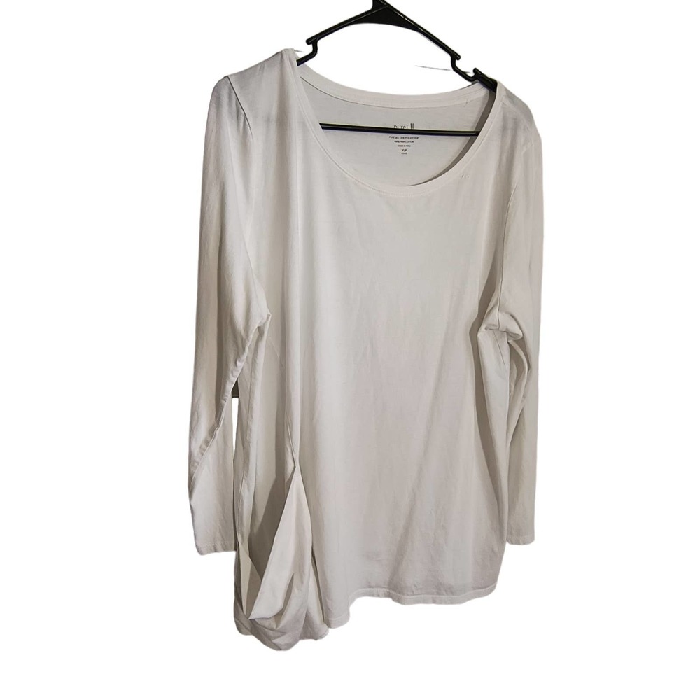 Pure Jill One Pocket Top Women's Sz XLP White Long sleeve Boat neck Pima Cotton
